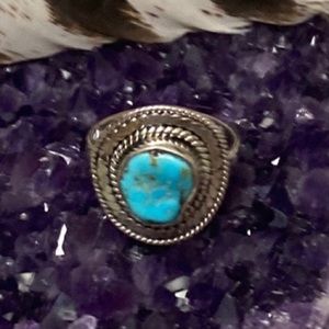Genuine rough cut sleeping beauty turquoise ring